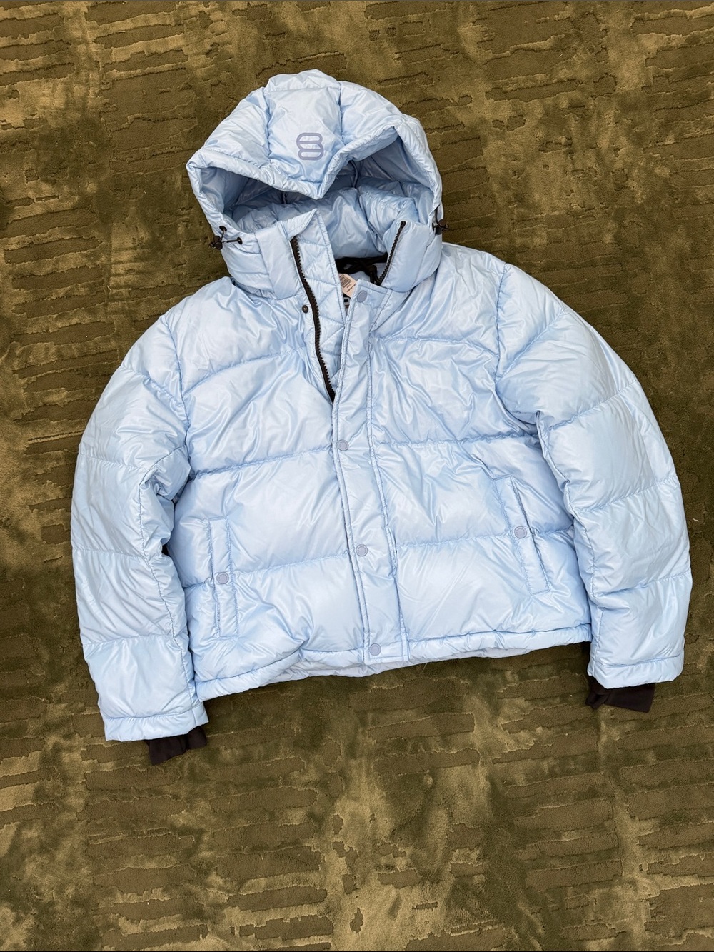 Light Blue Hooded Women's Puffer Jacket